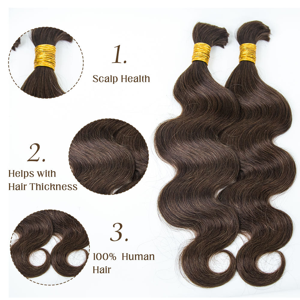 Medium Brown #4 Human Braiding Hair Body Wave