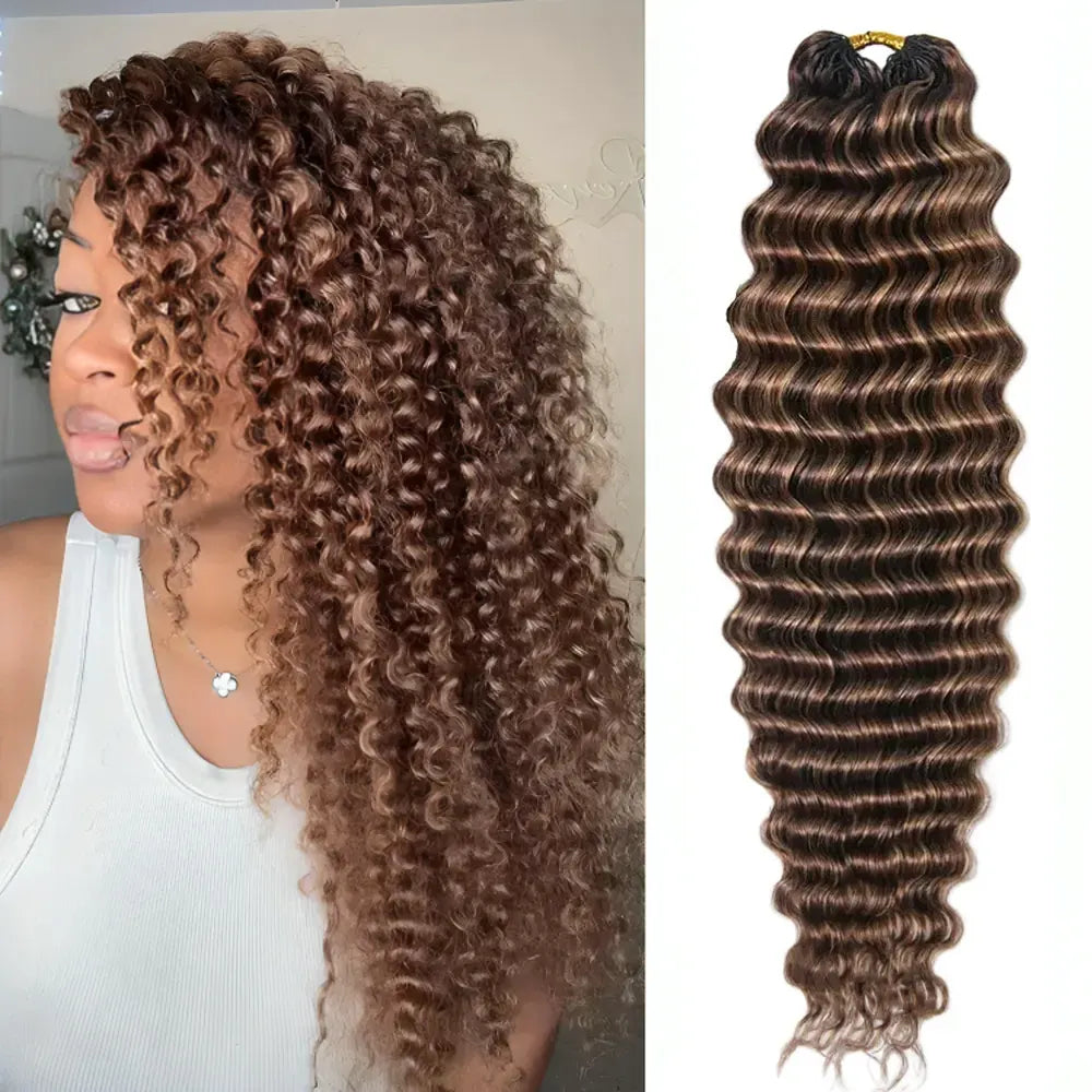 4/27/30 brown deep wave crochet human hair