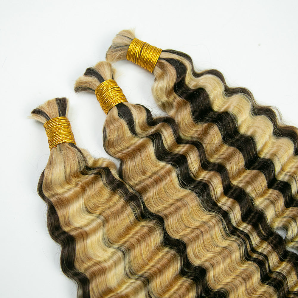 #4/27/613 deep wave bulk hair extensions for braiding styles