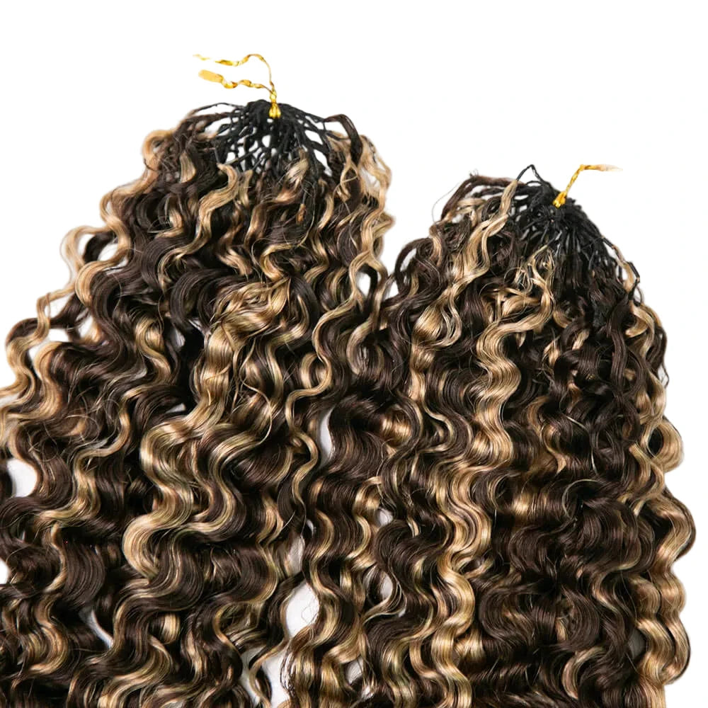 EAYON Lightweight Blend #D4/27 Water Deep Wave Crochet Human Hair