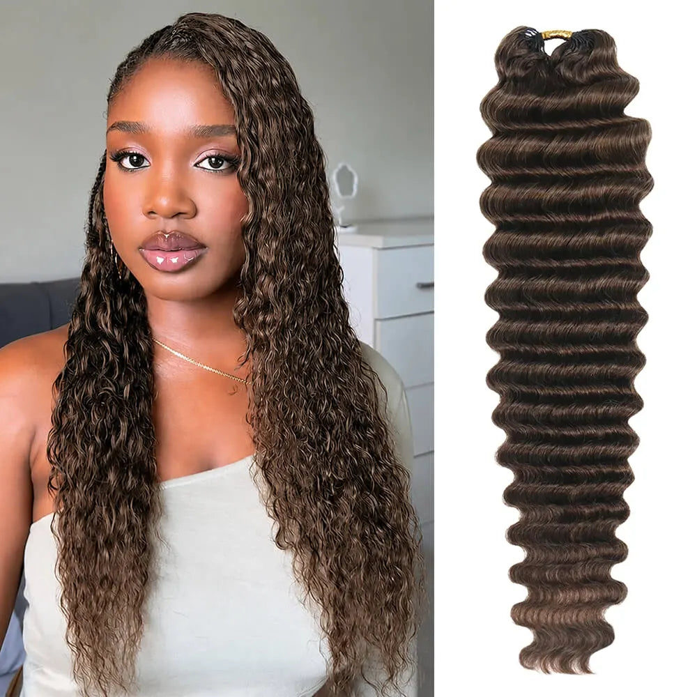4 Dark Brown Deep Wave Crochet Human Hair Extensions1