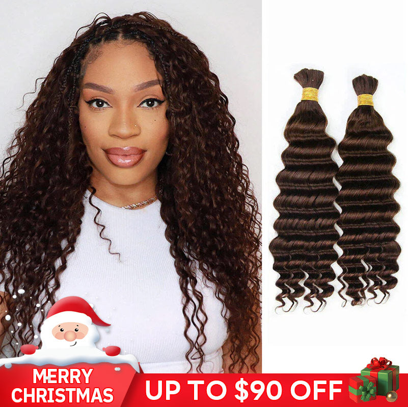 4_Dark_Brown_Double_Drawn_Human_Hair_For_Braiding_Deep_Wave_2025 Christmas sale