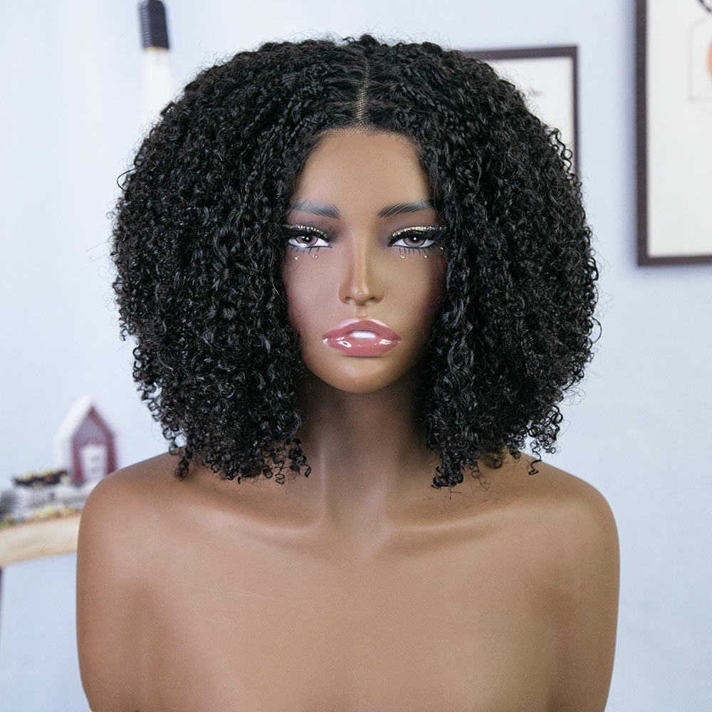 5x5 HD lace Tight Curly Human Boho Braided Wig
