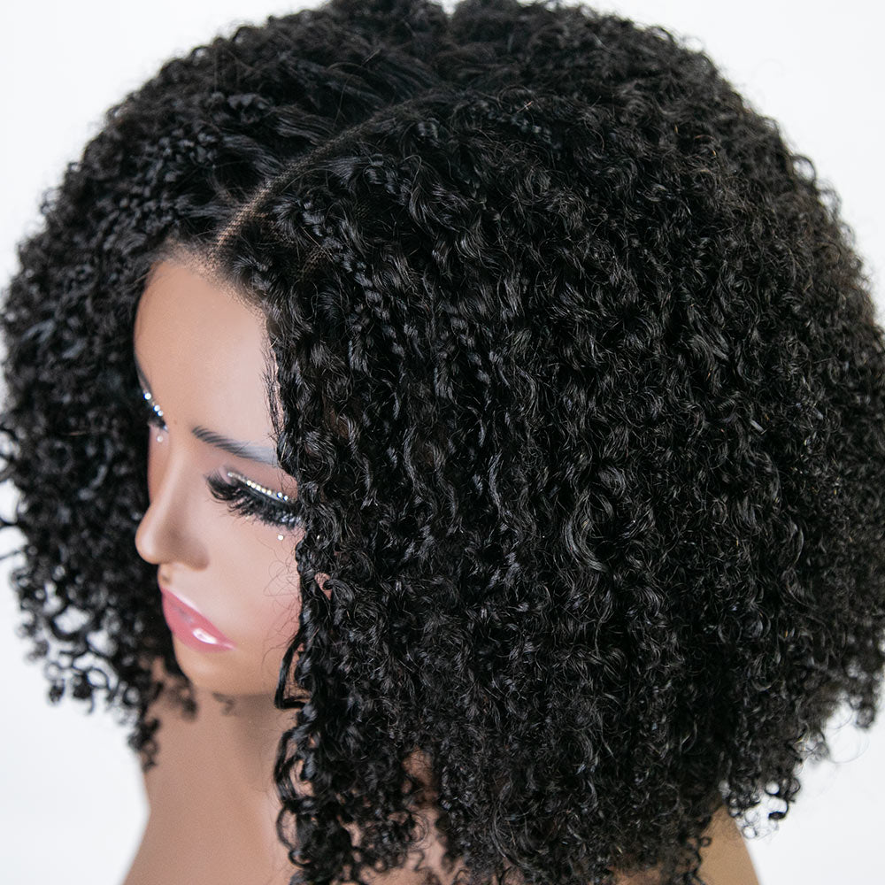 5x5 HD lace Tight Curly Human Boho Braided Wig2