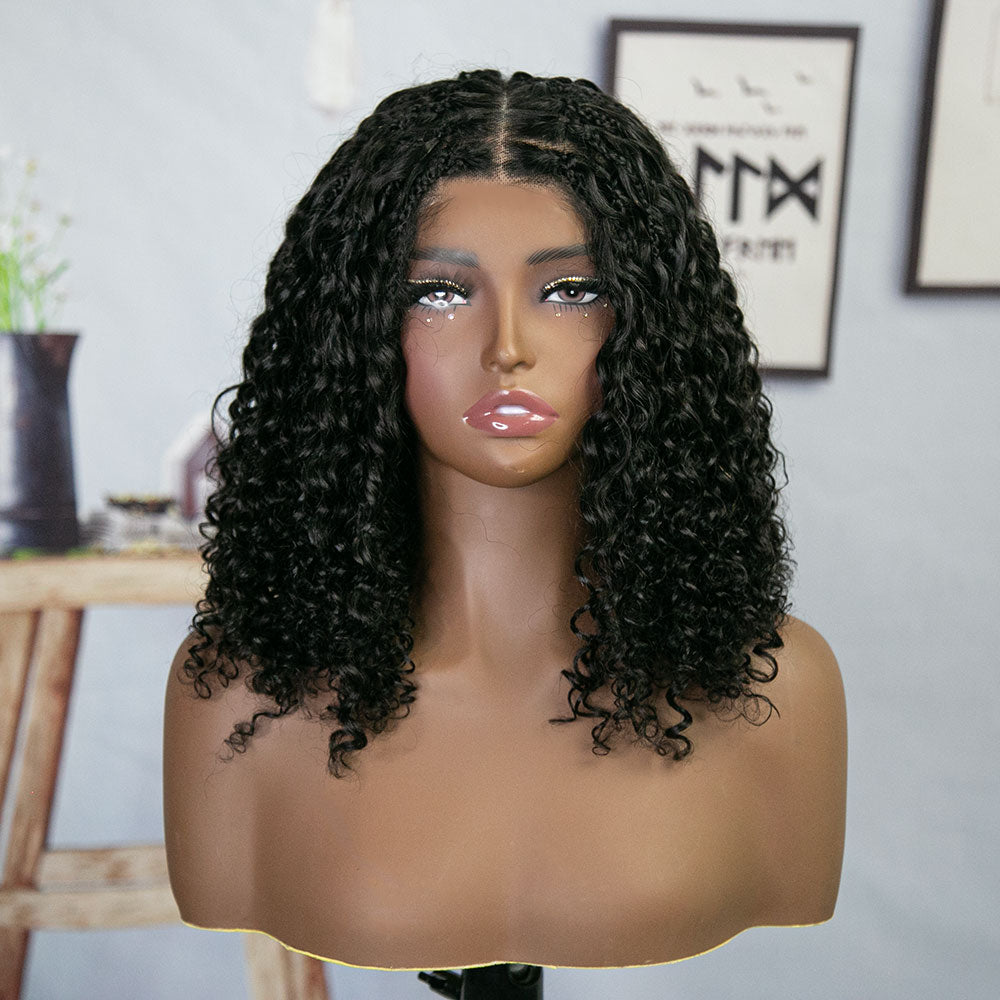 5x5 HD lace Water Wave Human Boho Braided Wig