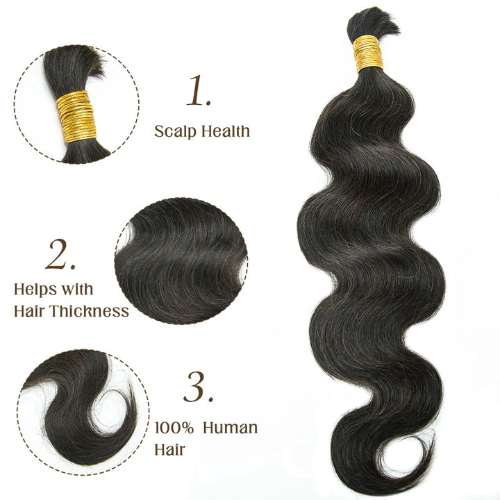 #2 Dark Brown Bulk Human Braiding Hair Body Wave