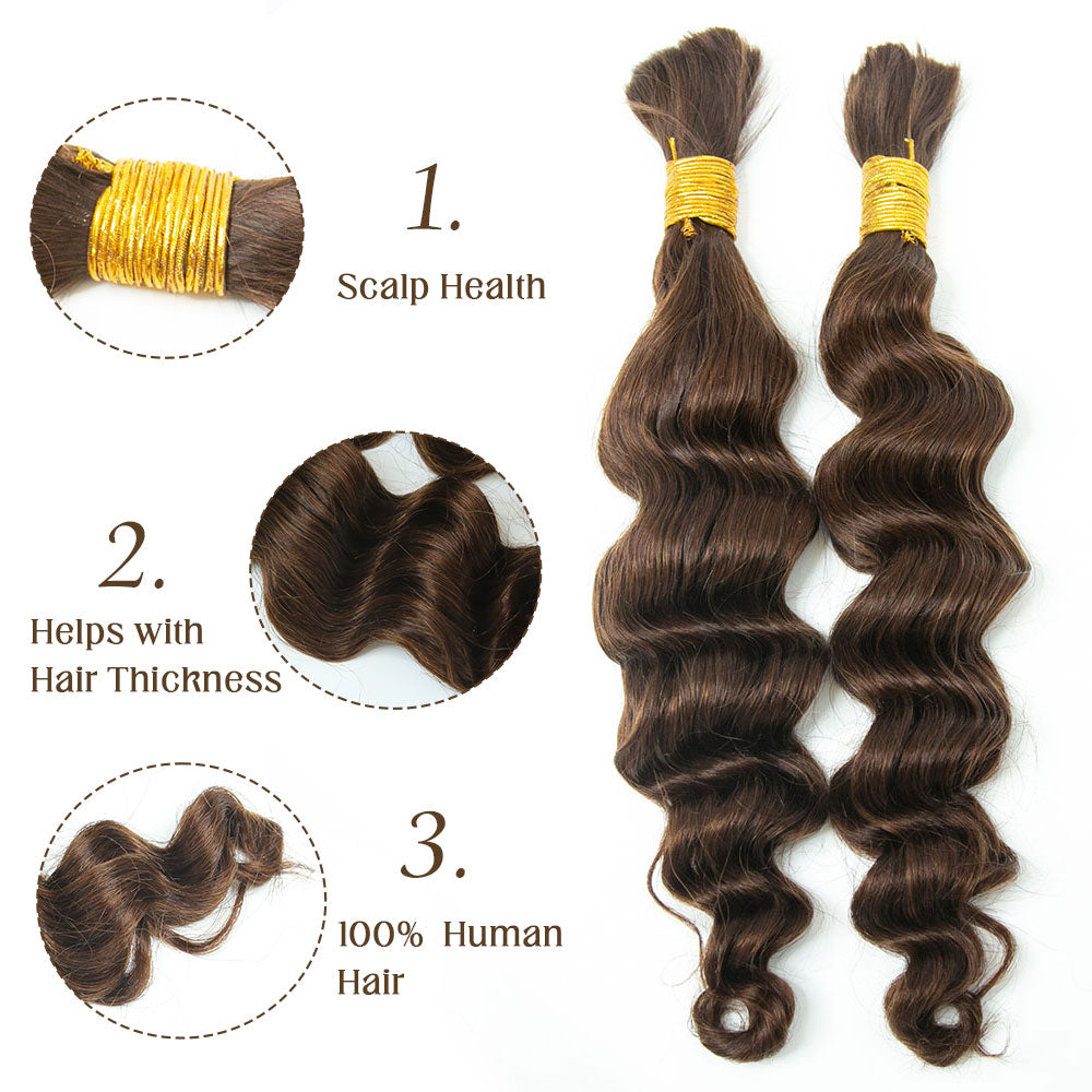 Bulk Human Hair For Braiding #4 Loose Wave