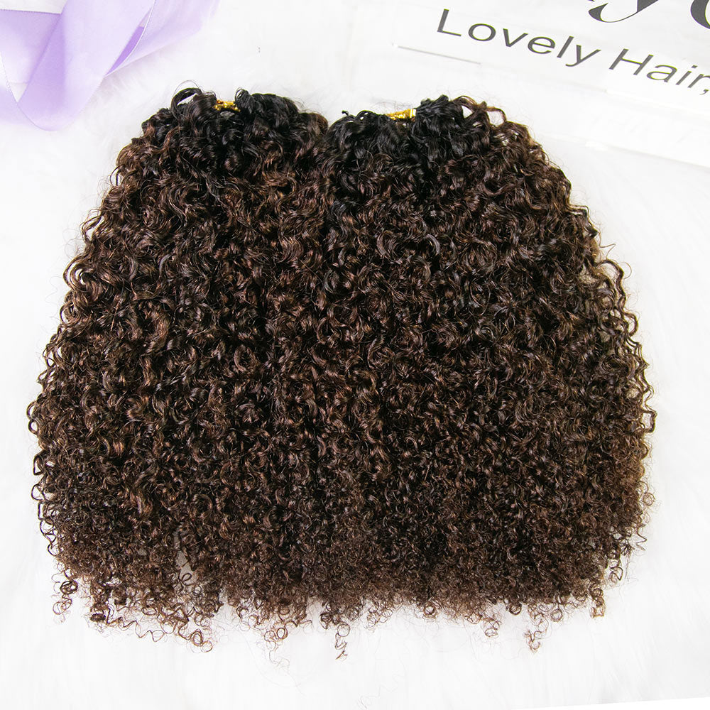 EAYON Lightweight T1B/4 Color Tight Curly Crochet Human Hair
