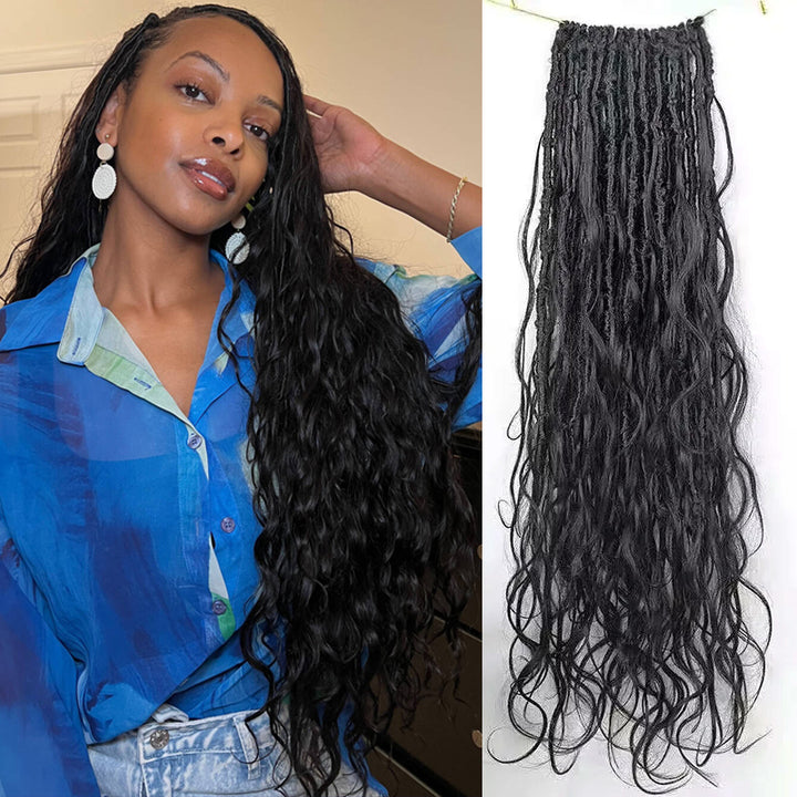 EAYON Boho Locs Crochet Hair With Body Wave Human Hair Curls