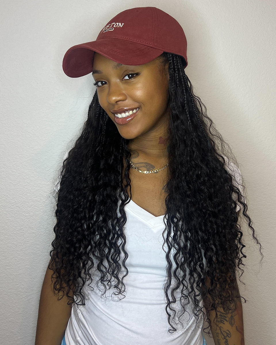 Grab & Go Braids Band With Boho Style Human Hair Curls