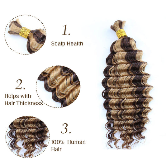 Bulk Human Hair For Braiding #D4/27 Deep Wave