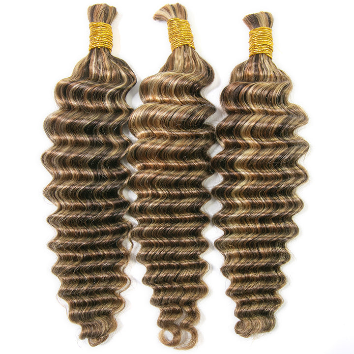 Blend #4/27/30/613 Deep Wave Boho Human Hair For Braiding