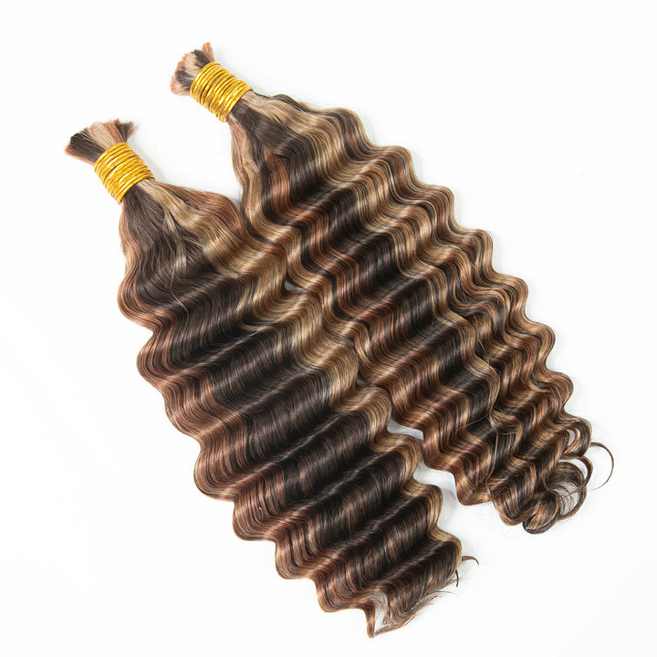 Blend #4/27/30 Double Drawn Bulk Human Braiding Hair Deep Wave4