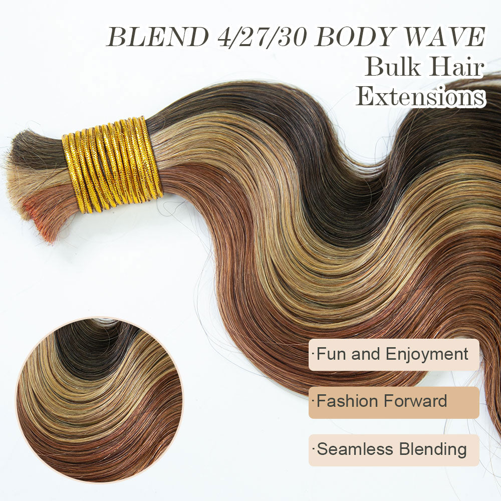 Blend 4/27/30 Double Drawn body wave bulk human hair