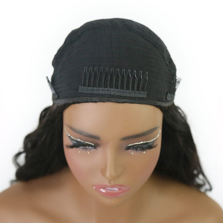 Body Wave 3/4 Half Wig Drawstring Flip Over Human Hair Wig4