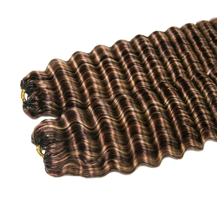 Brown deep wave crochet human hair extensions