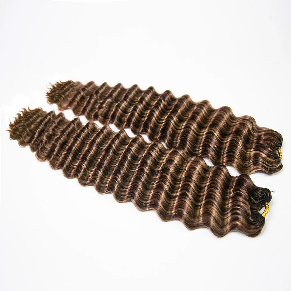 Brown ombre deep wave crochet human hair

