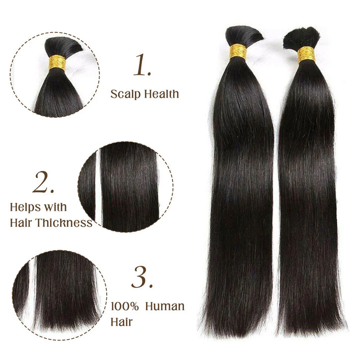 Bulk Human Hair For Braiding Silk Straight