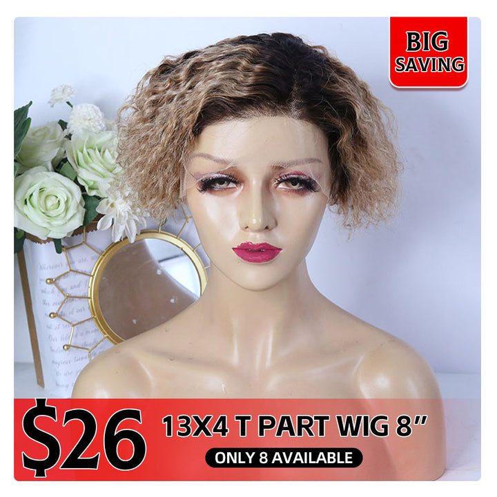 Clearance Sale T1B-27 Pixie XX02 13x4 T PART Wig6