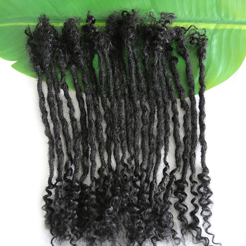 Curly Ends Loc Extensions Human Hair 0.6 cm Natural Black