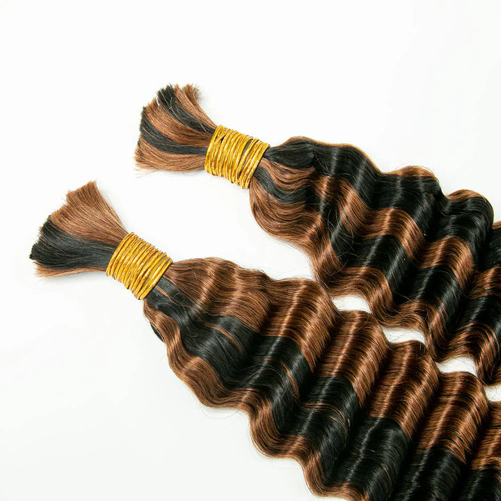 Bulk Human Hair For Braiding #Natural/30 Deep Wave