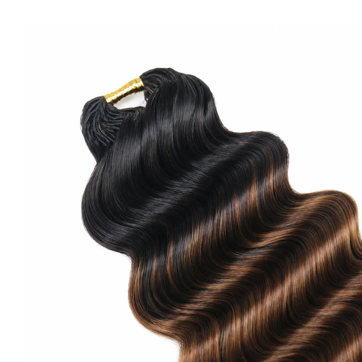 Deep wave crochet human hair extensions T1B/4