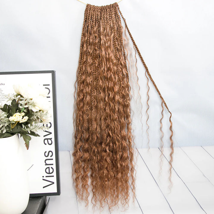 EAYON #30 Honey Brown Crochet Boho Box Braids 14"-24"
