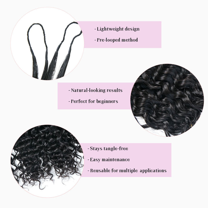 EAYON Lightweight Water Wave Crochet Human Hair Extension