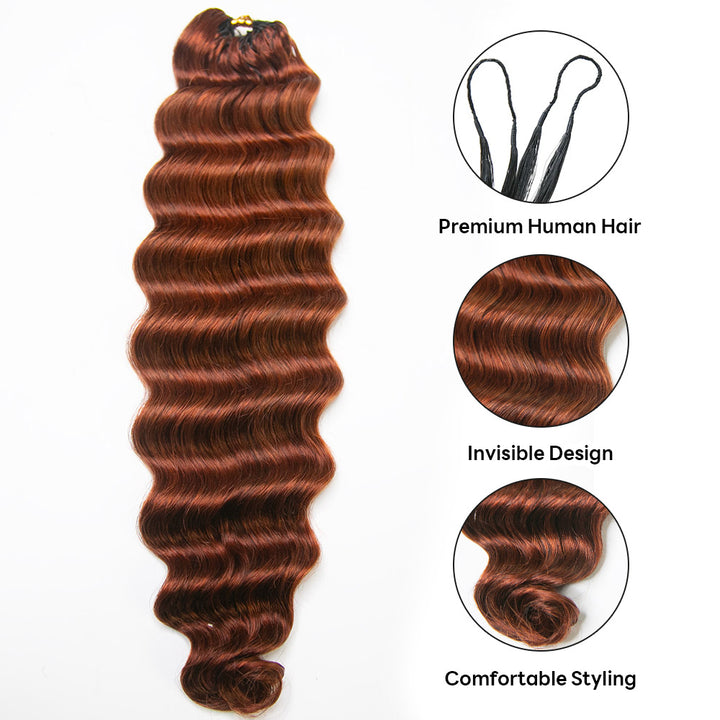 EAYON Deep Wave Lightweight Copper Color Crochet Human Hair