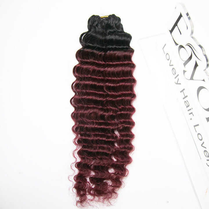EAYON Deep Wave Lightweight #T1B/Burgundy Crochet Human Hair