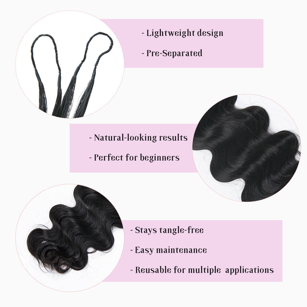 EAYON Lightweight Body Wave Crochet Human Hair Extension