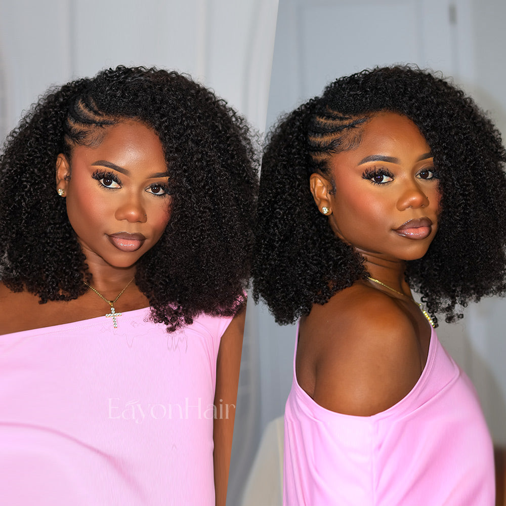 EAYON Lightweight Tight Curly Crochet Human Hair Extensions