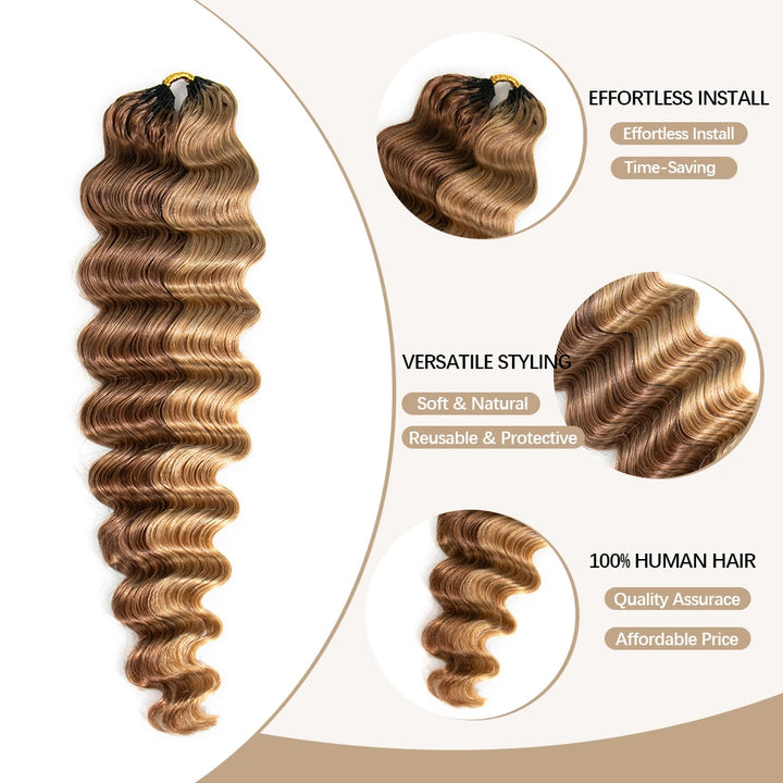 EAYON Ombre #D27/30 Blonde Loose Deep Wave Crochet Human Hair 