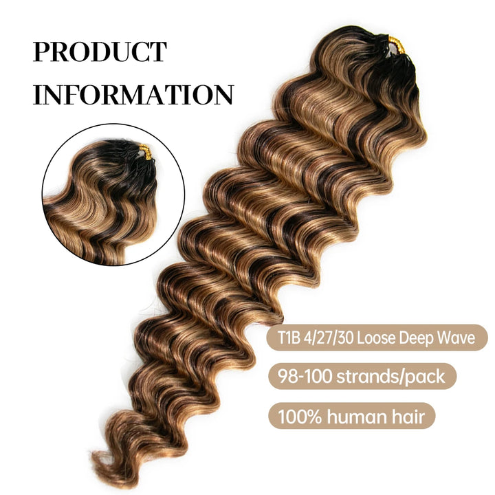 EAYON Ombre #T1B/4/27/30 Blonde Loose Deep Wave Crochet Human Hair