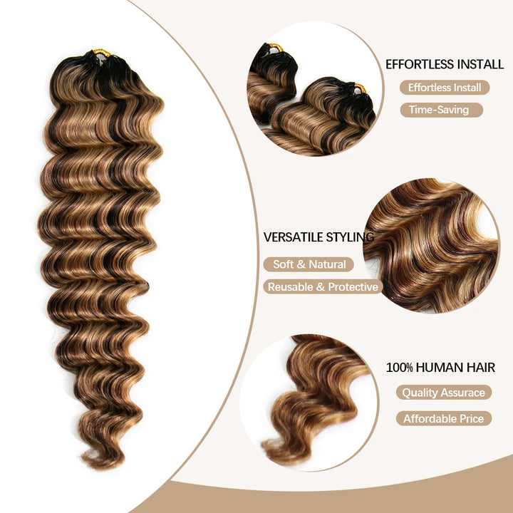EAYON Ombre #T1B/4/27/30 Blonde Loose Deep Wave Crochet Human Hair