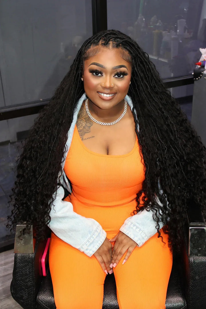 EAYON Save-Time Boho Faux Locs Crochet With Human Hair Ends