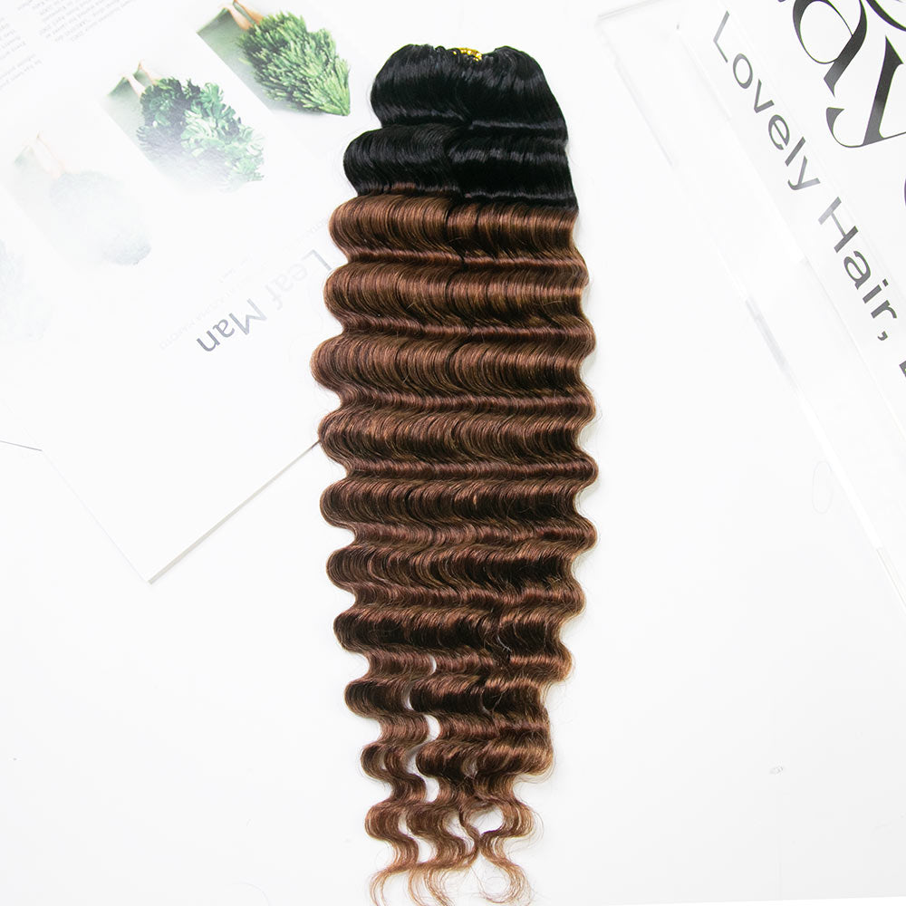 EAYON Tight Curly Lightweight T1B/#30 Color Crochet Human Hair