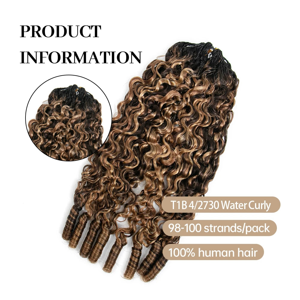 EAYON Water Burmese Curly Lightweight Blend #T1B/4/27/30 Crochet Human Hair