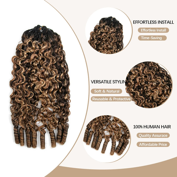 EAYON Water Burmese Curly Lightweight Blend #T1B/4/27/30 Crochet Human Hair