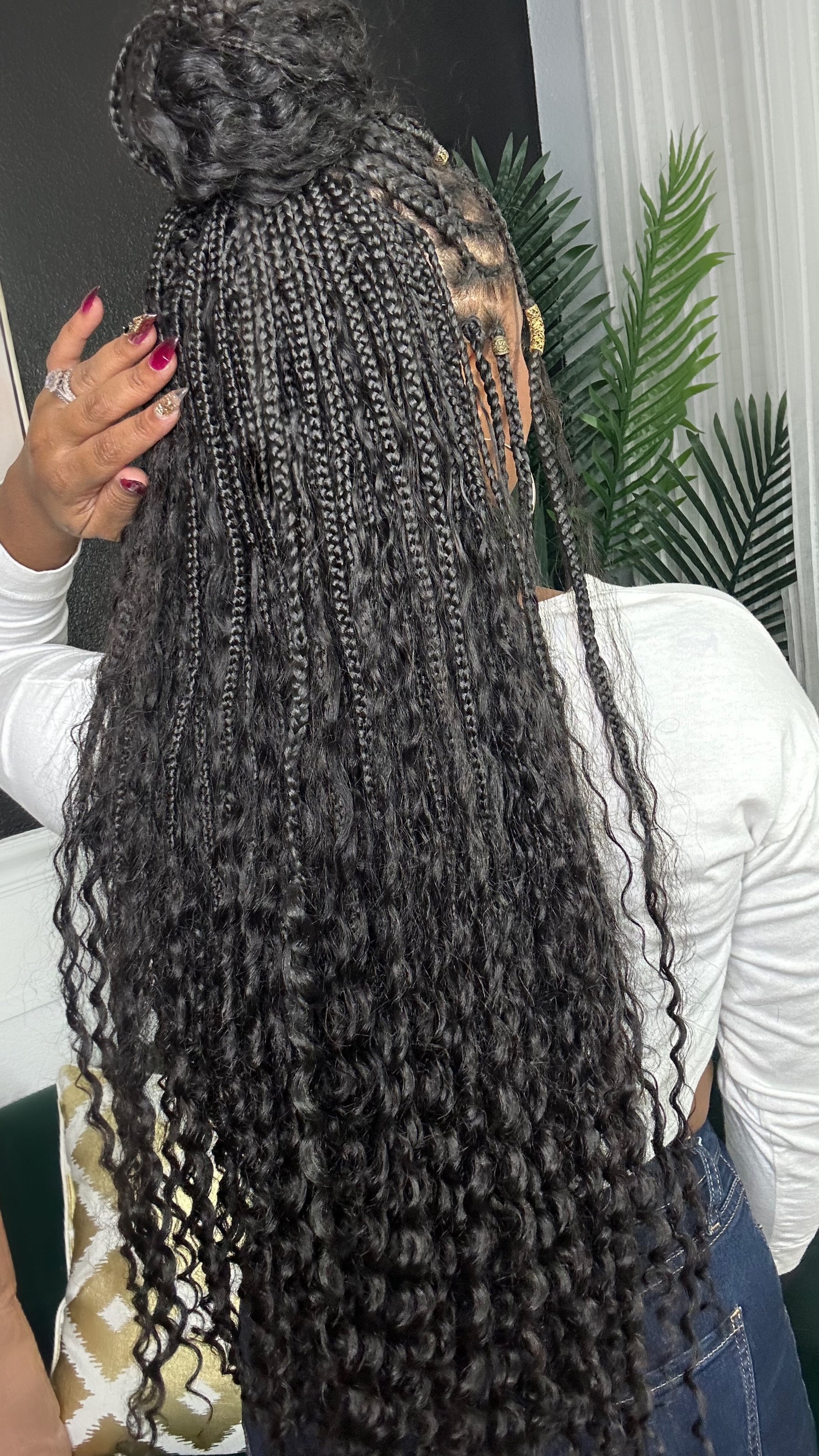 Pre-Looped Crochet Boho Box Braids With Burmese Human Hair Curls ...