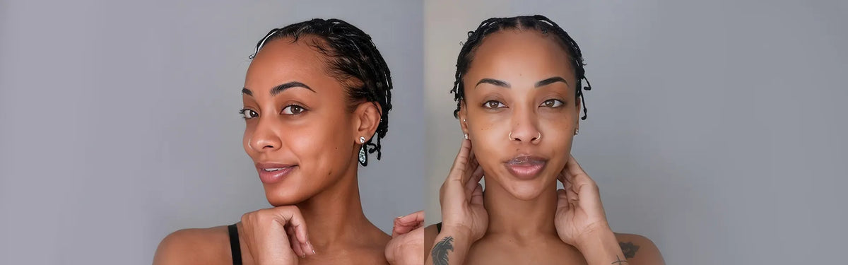 Before and after transformation with EayonHair Miracle Knots Crochet Human Hair, featuring natural-looking, voluminous curly hair.