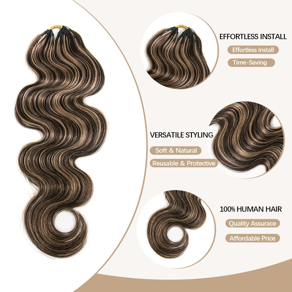 Eayon Lightweight Blend #D4/27 Body Wave Crochet Human Hair