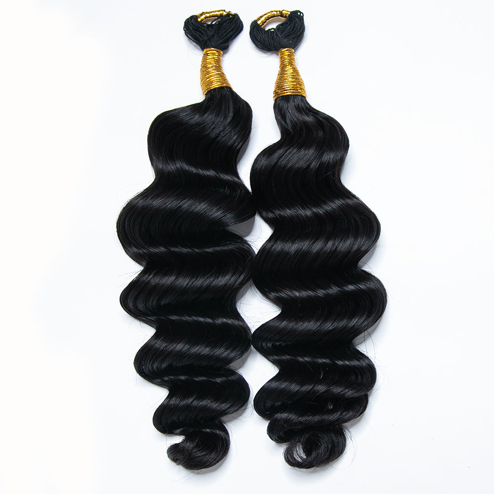Feathered Crochet Human Hair For Braiding Loose Deep Wave Reusable