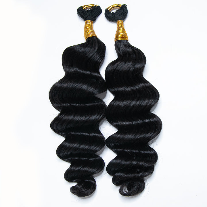 Feathered Crochet Human Hair For Braiding Loose Deep Wave Reusable