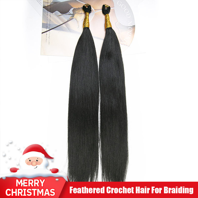 Feathered_Stright_Crochet_Human_Hair_For_Braiding 2025 christmas sale
