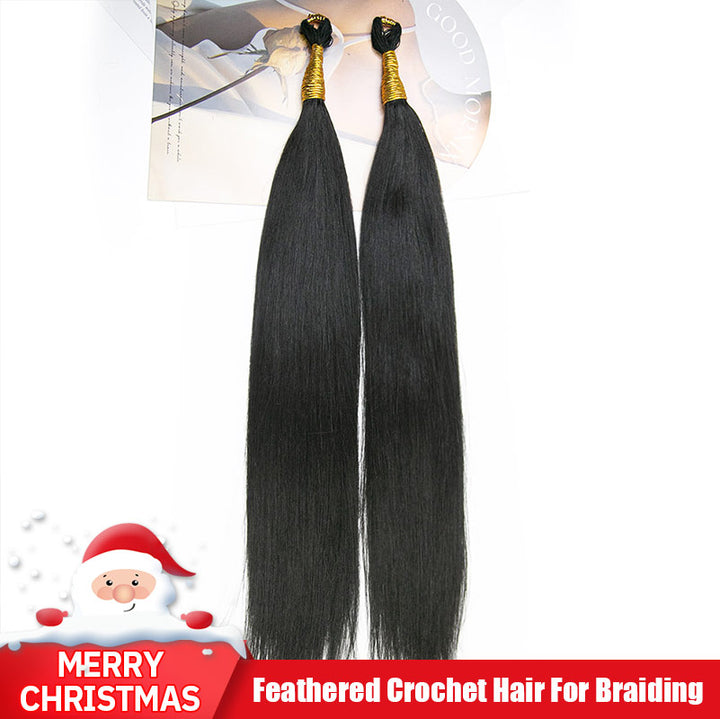 Feathered_Stright_Crochet_Human_Hair_For_Braiding 2025 christmas sale