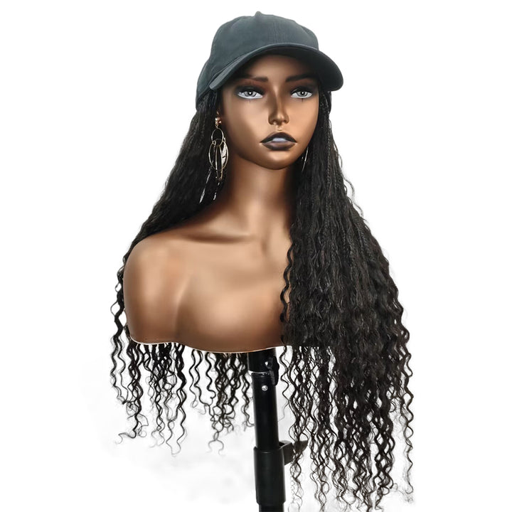 Grab-And-Go Crochet Boho Braids Cap Hat Wig