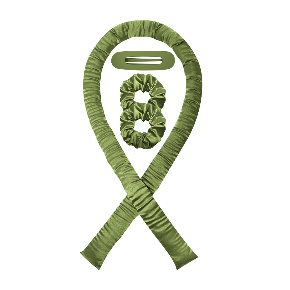 Hair Curling Ribbon Set_white_green