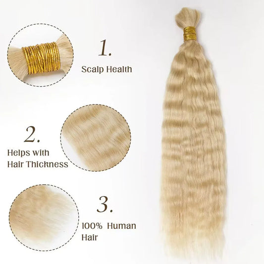 Bulk Human Hair For Braiding #613 Wet and Wavy