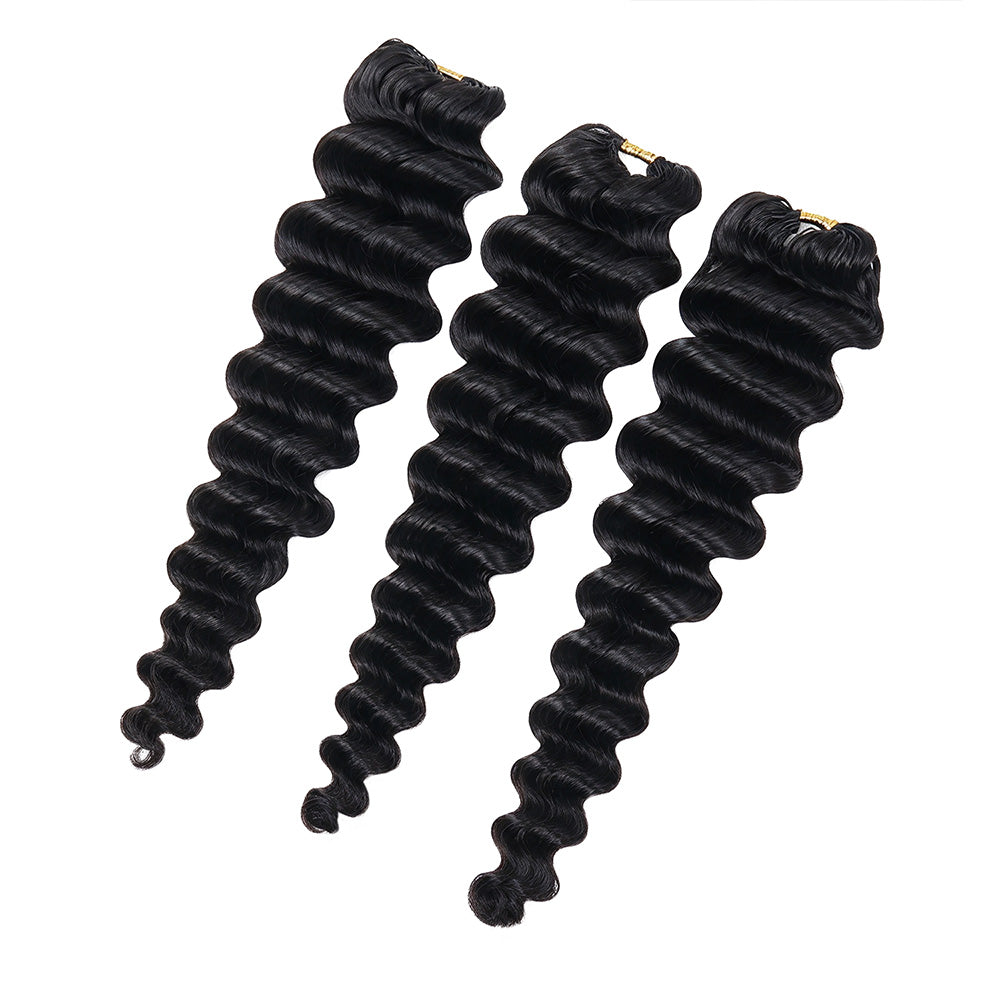 Human hair soft flowy deep wave crochet braids